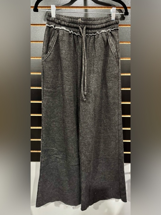 Zenana Outfitters Pants - Zenana Outfitters Charcoal Wide Leg Drawstring Pants